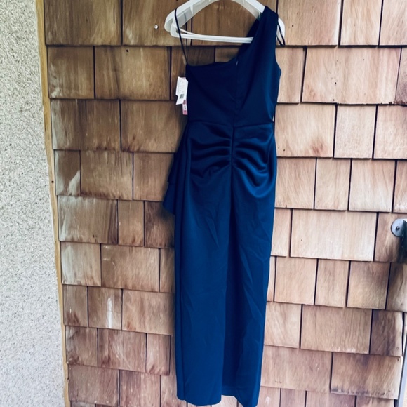 AQUA Ruffled One Shoulder Scuba Gown Size 6 ,12 Navy Women’s - Picture 13 of 17